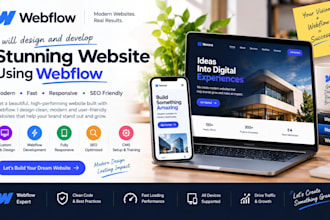 build stunning website using webflow, webflow website development landingpage