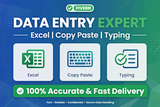 do data entry, excel data entry, copy paste and typing work