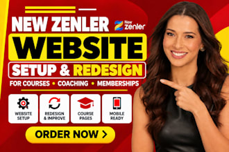 setup or redesign your new zenler website for courses, coaching, members and SEO