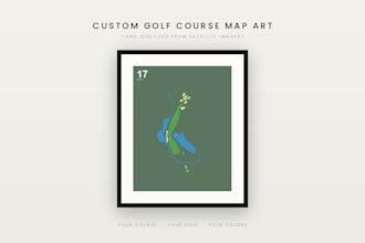 custom golf course map art of your favorite hole
