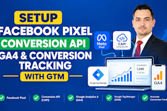 setup facebook pixel conversion API ga4 and conversion tracking with GTM