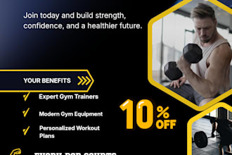 design a professional gym and fitness promotional poster
