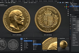create a 3d coin model, 3d printable coin, custom coin model and stl file
