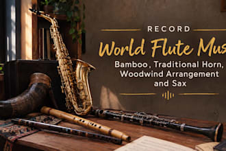 record world flute music bamboo, traditional horn,  woodwind arrangement and sax