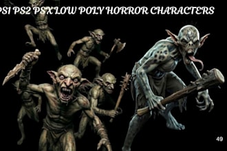 create creepy ps1 ps2 psx n64 retro low poly horror characters for your game