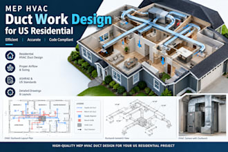 design mep hvac of duct work for US residential