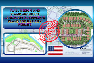 design and stamp architect landscape subdivision plans for USA city permits