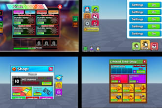 design eye catching user interface, game UI, UI animation for roblox full game