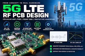 design 5g lte rf pcb, cellular amplifier, front end and prototype hardware