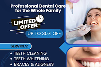 design a professional dental clinic poster and social media post
