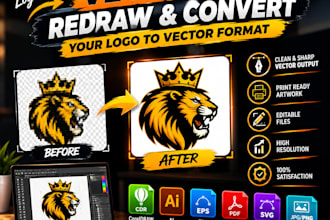vectorize, redraw and convert your logo to vector format