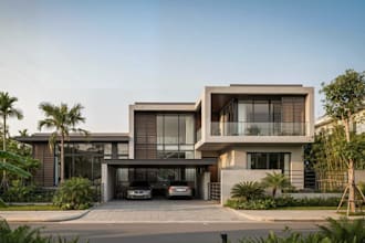 3d urban modern villa, sketchup luxury home, living space viz, facade design