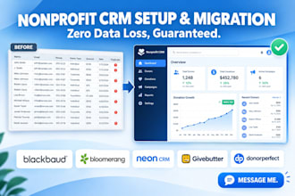 set up your nonprofit CRM, blackbaud, bloomerang, donorperfect, neon CRM, keela