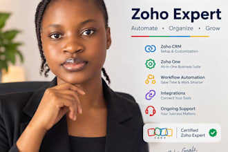 setup zoho CRM setup, email campaigns, forms, customization, desk and automation