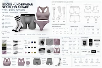 design socks, bodywear, underwear design, seamless apparel fashion tech pack
