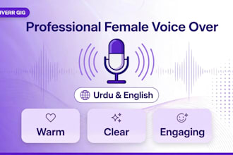 do professional female urdu voice over and narration