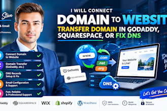 connect domain to website, transfer domain, fix dns or emails, redirect domains