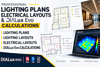 create lighting plans electrical layouts and dialux evo lighting calculations