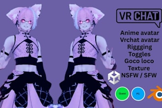 custom anime avatar vrchat avatar rigging pc quest vrm vtuber facial tracking