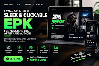 design a professional clickable epk for musicians, djs, artists and authors