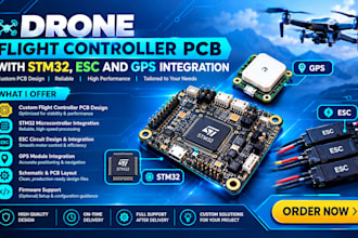 design drone flight controller pcb with stm32, esc and gps integration