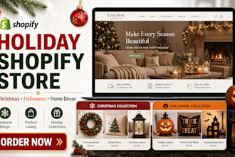 shopify christmas halloween holiday product listing home decor USA store design