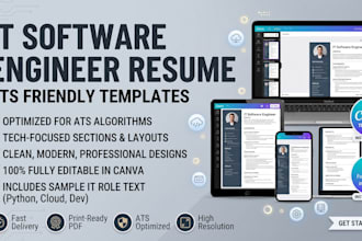 do editable canva ats resume template friendly IT software engineers CV design