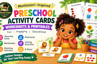 design montessori preschool activity cards worksheets and learning printables
