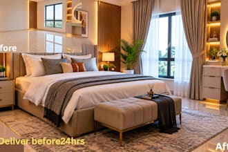 professionally stage your empty room with realistic furniture