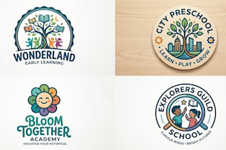 design professional childcare, education kids, and children logo