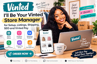 manage vinted store setup, product listings, shipping setup optimize vinted shop