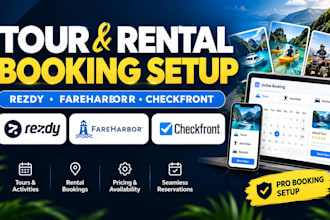 setup tour activities rental bookings on rezdy, fareharbor and checkfront