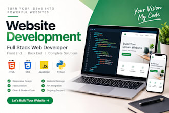 website development as full stack web developer, front end, backend developer