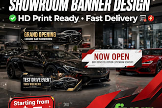 design car dealership banner flyer and logo