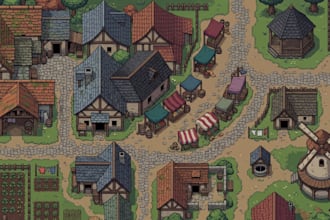 design custom 2s pixel tile map, tileset rpg game godot unity game map mz, mv