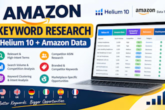 do detailed amazon keyword research using helium 10 and amazon internal tools