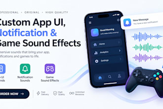 create custom app UI, notification and game sound effects