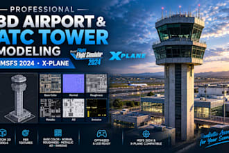create 3d models and pbr aero textures for msfs 2024, x plane, and atc towers