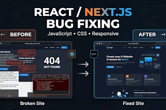 fix react, next js, javascript and responsive website bugs