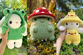 write step by step amigurumi crochets pattern with photos, mockup and PDF layout
