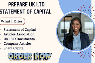 prepare UK ltd statement of capital and review articles of association documents