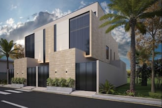 produce building render from kml kmz file, gulf villa design,visualize twin home