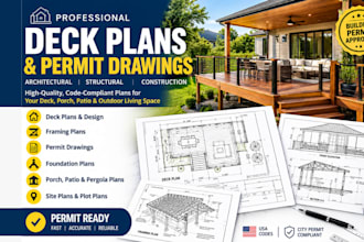 design deck plans, permit drawings, construction plans and framing plans