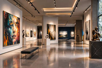 design 3d art gallery, exhibition space, 3d cultural center, museum 3d showroom