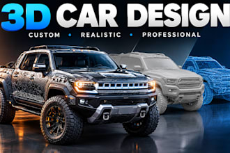 create realistic 3d car designs and high quality custom vehicle models