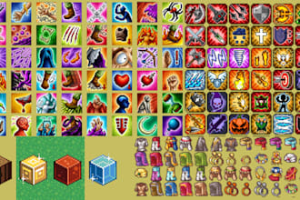 create pixel art game icons, ability icons, items and game assets