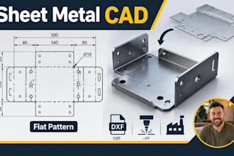 sheet metal fabrication drawing, flat pattern, bend drawing cad, dxf files
