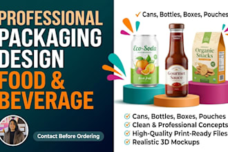do product packaging design, beverage can label design, box design, label design