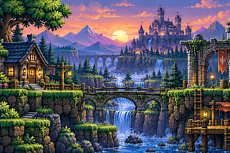 make custom 2d game environments, tilesets and pixel art