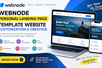 build webnode personal landing page template website customization creation
